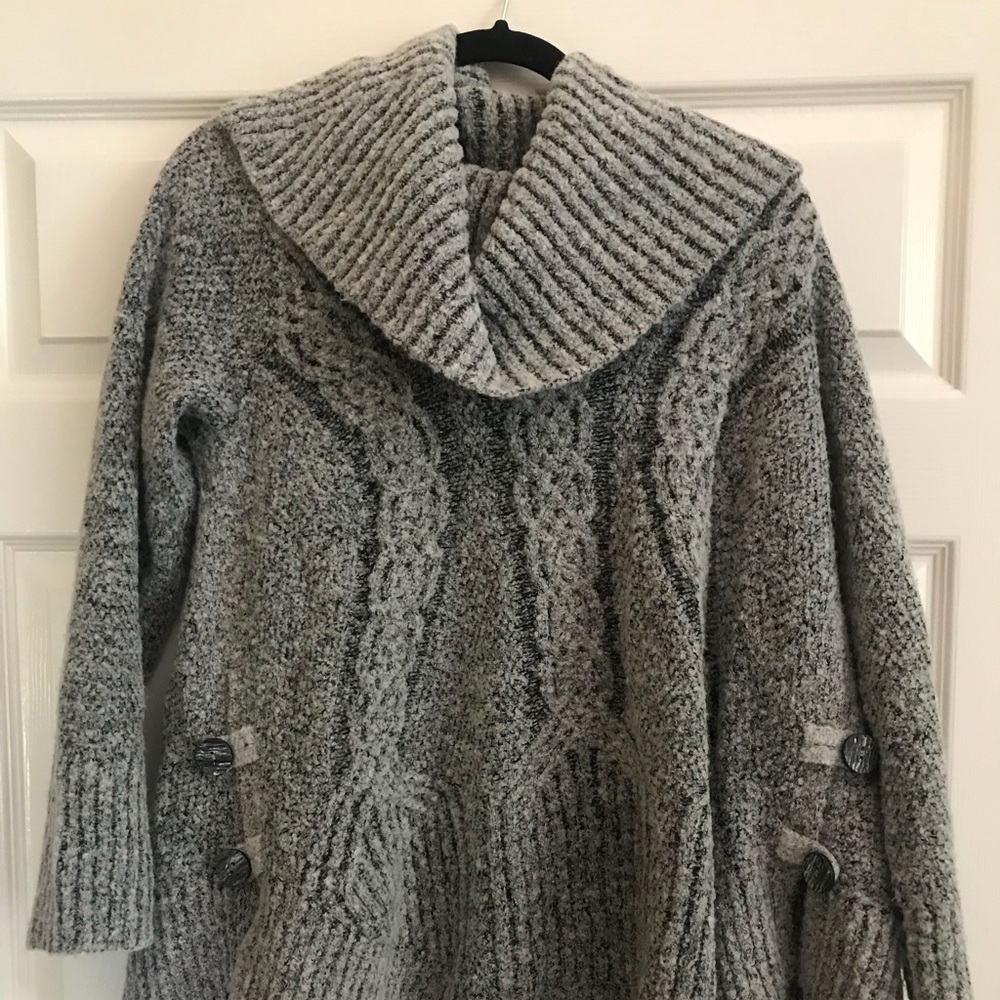 Anthropologie Button-Side Cowl Neck Sweater